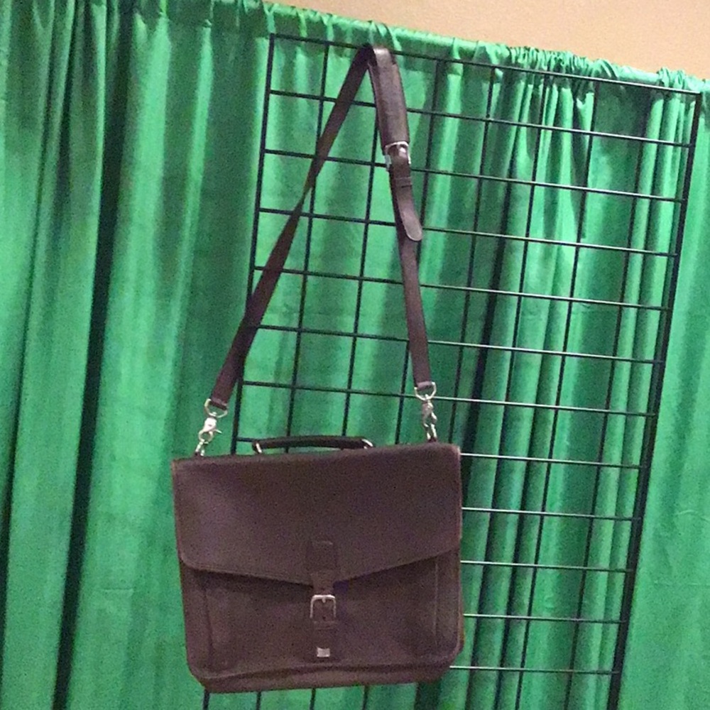 Vintage brown coach Structured Briefcase with Flap Closure and pewter hardware